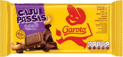 Chocolate ao Leite GAROTO Caju com Passas Tablete 80g