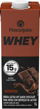 Bebida Protein Whey Zero Lactose Piracanjuba Sabor chocolate 1L